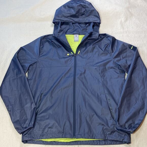 BMW Motorsports: Rain Jacket/Wind Breaker, Men's L Navy Blue w/Accent Striping - Picture 1 of 16